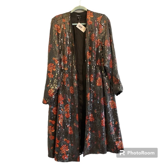 NWT Torrid Black Floral Sequin Velvet Maxi Kimono Sz 2X - Picture 3 of 14